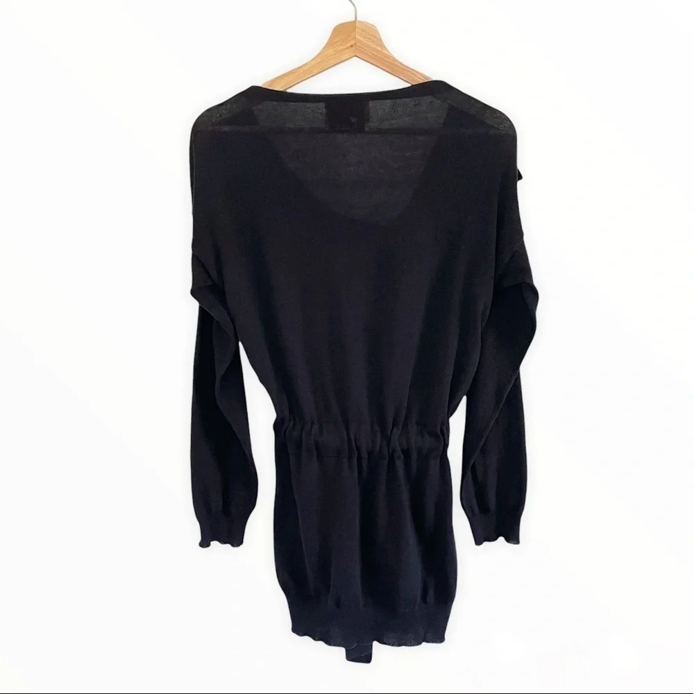 3.1 Phillip Lim Silk Cardigan Belted Button Front Utility Sweater Black Size 2